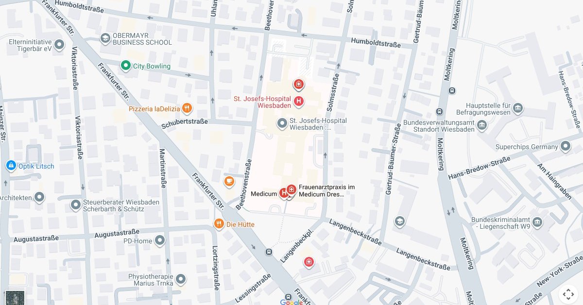 Mapa de ubicación – centro médico medicum, Langenbeckplatz 2, 65189 Wiesbaden